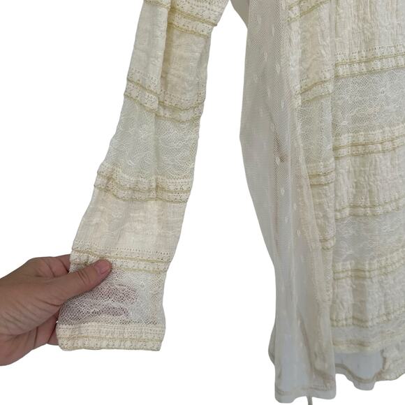 NEW Anthropologie A'Reve Ivory Lace High-Low Blouse Sz Small - Picture 3 of 9